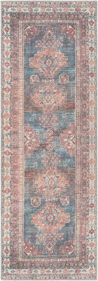 Baltinglass Rust & Blue Washable Area Rug
