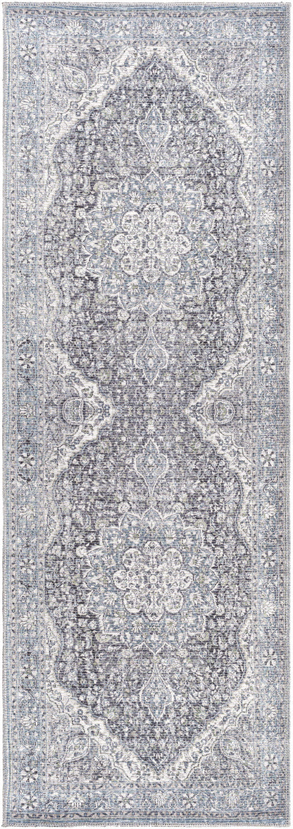 Tavas Blue Medallion Washable Rug