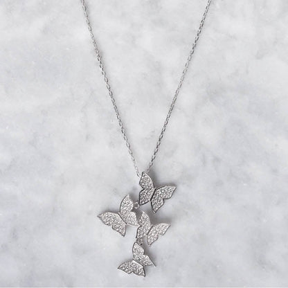 Cluster Hanging Butterflies Necklace - Assorted Colors
