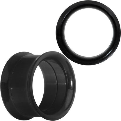9/16 Anodized Titanium Black Double Flare Screw Fit Tunnel Set of 2