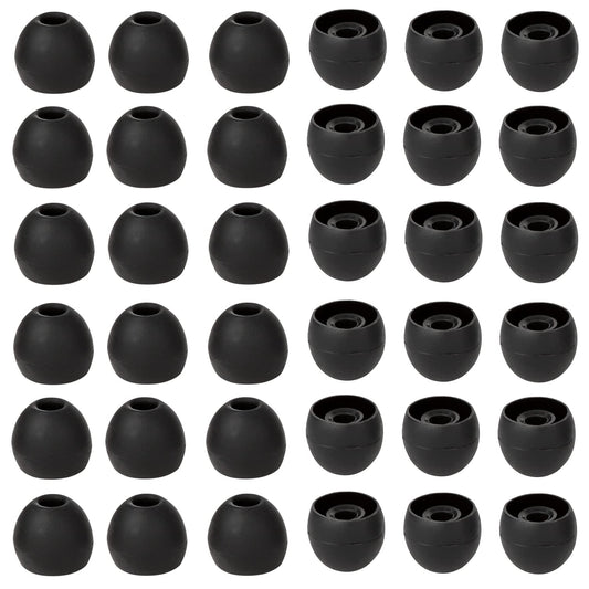 CYADCI 36 Pieces Large Earbud Tips Soft and Comfortable Silicone Earbud Tips Ear Bud Replacement Pieces Silicone Fit Most in-Ear Headphones，Inner Hole 3.8mm -5.5mm，Large Black Earbuds Silicone Tips