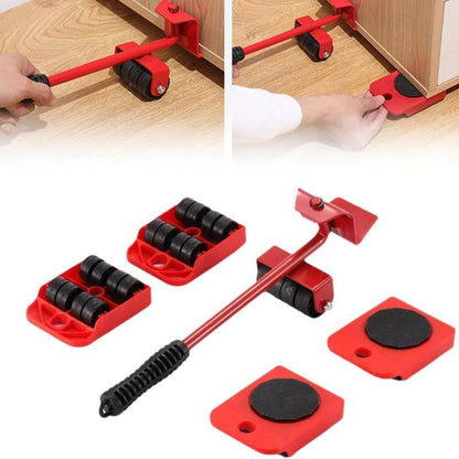 Heavy Duty Furniture Lifter with 4 Sliders for Easy Heavy Furniture Moving, Adjustable Height [Load Capacity: 600Lbs per Wheel] Red and Yellow
