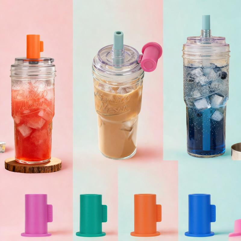 CAPCUP 2-Pack 24Oz Leak Proof Glass Tumbler with Lid & Straw - Thickened for Iced Coffee, Smoothies,Cocktails and Juices-Elegant Durable for Home, Office,Travel- Dishwasher Safe Reusable Water Bottles