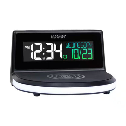 Qi-Certified Wireless Charging Alarm Clock with Glowing Light Base