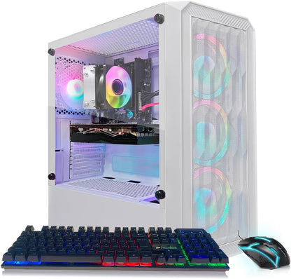 Stgaubron Gaming PC Desktop Computer, Intel Core I7 up to 3.9Ghz, Radeon RX 580 8G, 32GB RAM, 512GB SSD, Wifi 6, BT 5.0, RGB Fan X3, Windows 11 Home, White