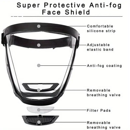 Full Face Super Protective Shields, Anti-Blue Light Unisex Cycling Face Shield with Splash Proof Full Face Protective Protect Eyes, Nose, Mouth, Anti-Splash and Anti-Sand Headgear