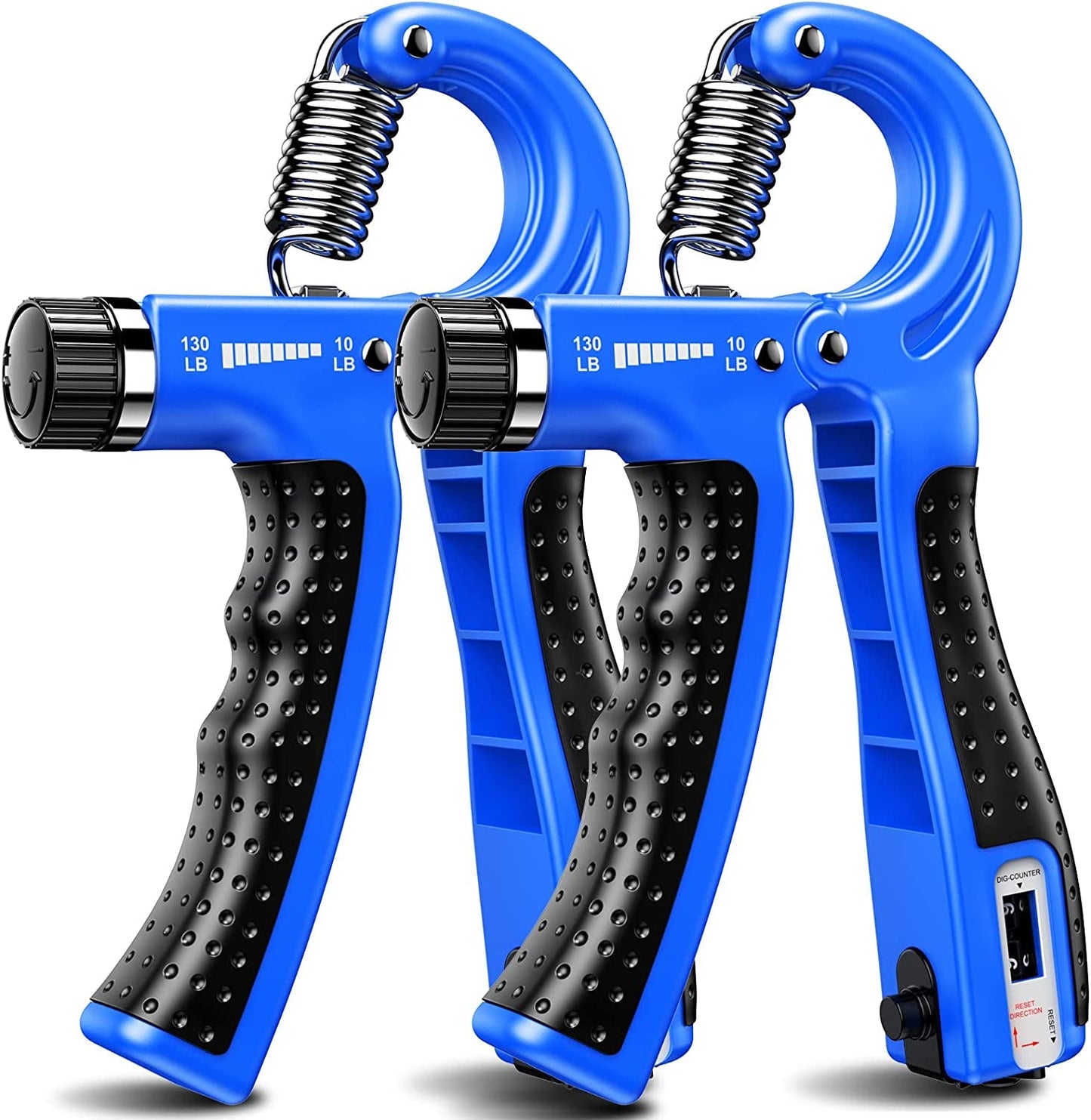 KDG Hand Grip Strengthener 2 Pack Adjustable Resistance 10-130 Lbs Forearm Exerciser，Grip Strength Trainer for Muscle Building and Injury Recovery for Athletes