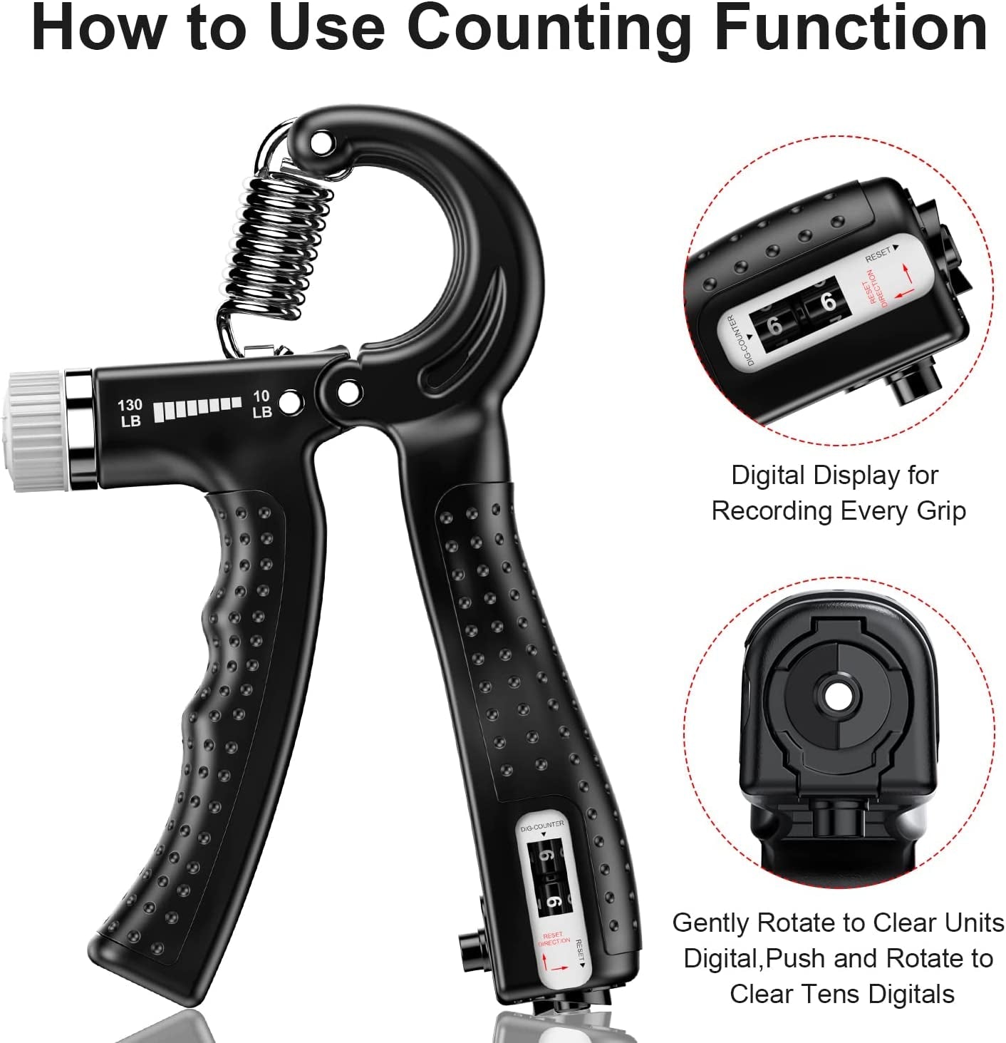 KDG Hand Grip Strengthener 2 Pack Adjustable Resistance 10-130 Lbs Forearm Exerciser，Grip Strength Trainer for Muscle Building and Injury Recovery for Athletes