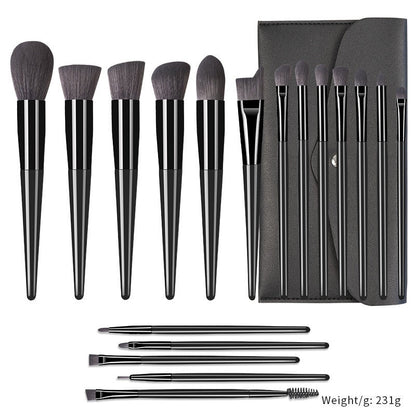 18 Champagne Makeup Brushes Suit High Quality Solid Wood Handle Beauty Tools