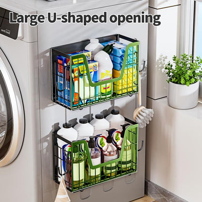 【Holiday Deals】San Dream Magnetic Shelf for Fridge Spice Rack Organizer Magnetic Fruit Basket for Refrigerator Laundry Organizer Spice Snacks Magnet Fridge Shelf-1Pc&2Pcs