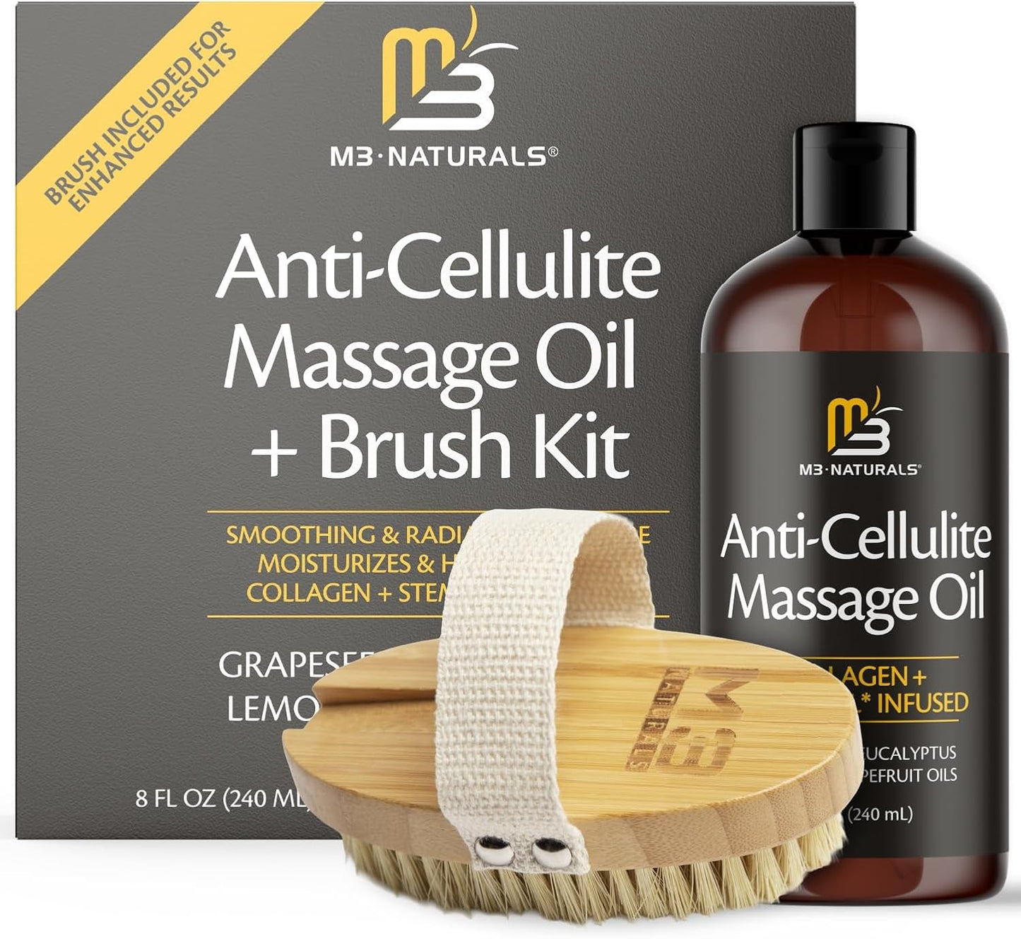 Firming Body Massage Oil with Collagen & Stem Cell – Helps Smooth the Appearance of Cellulite & Improve Skin Texture – Refreshing Aromatherapy Body Oil for Legs & Full Body – 16 Fl Oz