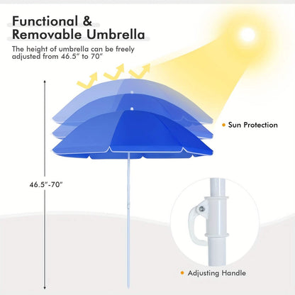 Folding Double Camping Chair with Umbrella (Blue)