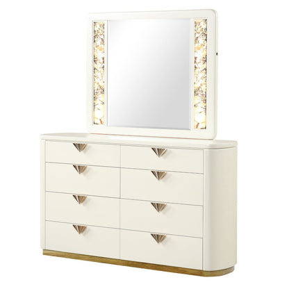 La Pierre - Rectangular Mirror & LED Lighting Panels - Beige