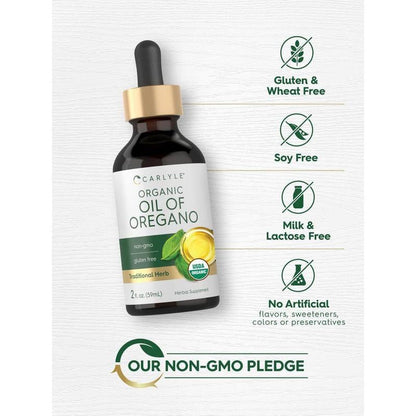 Carlyle Organic Oil of Oregano Liquid Drops | 2 Fl Oz | Vegan Herbal Supplement | Non-Gmo, Gluten Free