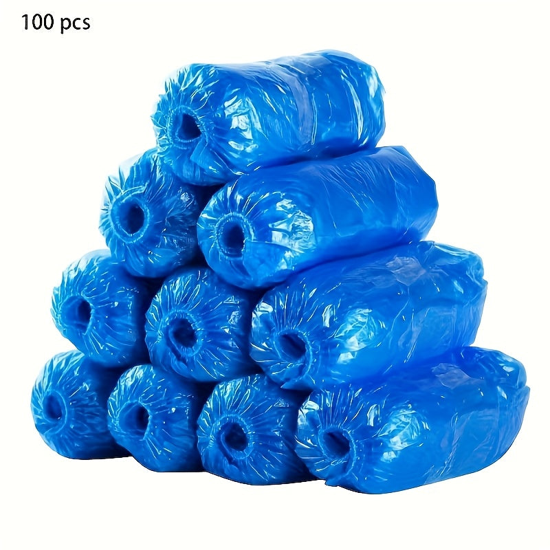 100-Pack: Disposable Plastic Shoe Covers – Waterproof & Slip-Resistant
