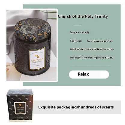 Large Aromatherapy Candle Creative Relief Glass