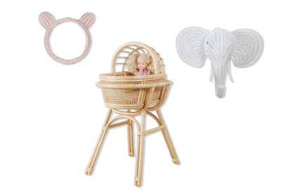 Kids Pink Rattan Teddy Bear Wall Mirror – Baby Girl Nursery & Kids Room Décor Gift