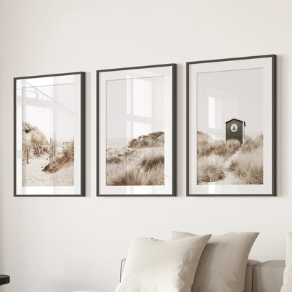Minimalist Coastal Gallery Wall. Beige Beach Decor Set