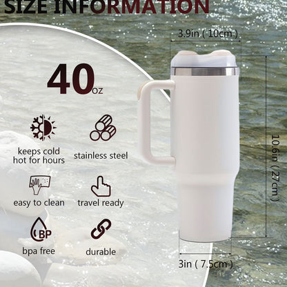 40oz V2 large capacity tumbler,  With Handle And Straw Lid, Insulated Reusable Stainless Steel Water Bottles Travel Mug Coffee Cup car cup water cup For Men Women Outdoor Camping Driving, gift