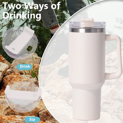 40oz large capacity tumbler, With Handle And Straw Lid, Insulated Reusable Stainless Steel Water Bottles Travel Mug Coffee Cup car cup water cup For Men Women Outdoor Camping Driving,  gift