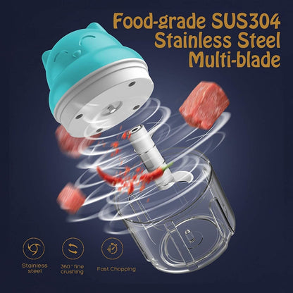 1pc 250ml/8.45oz Mini Electric Food Chopper Food Processor For Onion Chili Herb Garlic Small Cordless Veggie Fruit Blender