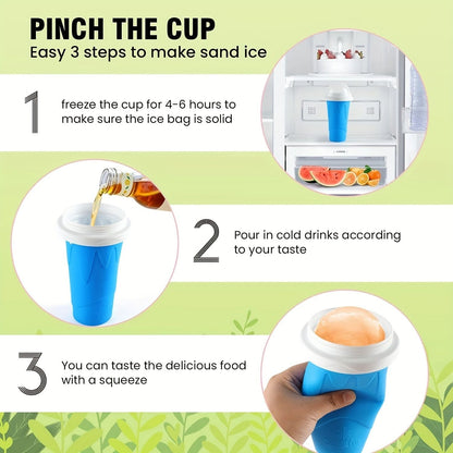 400ml Summer Homemade Squeezable Juice Water Bottle, Quick-Frozen Ice Cream Slushy Maker Smoothie Cup