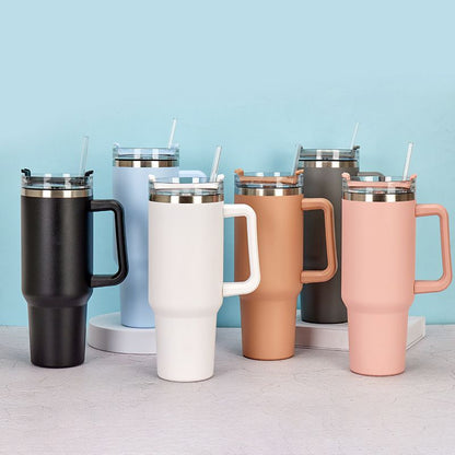 40oz Adventure Quencher Tumbler T hermos Vacuum Cups With Handle Stainless Steel Travel Water Cup Stay Ice Cold Car Coffee Mug