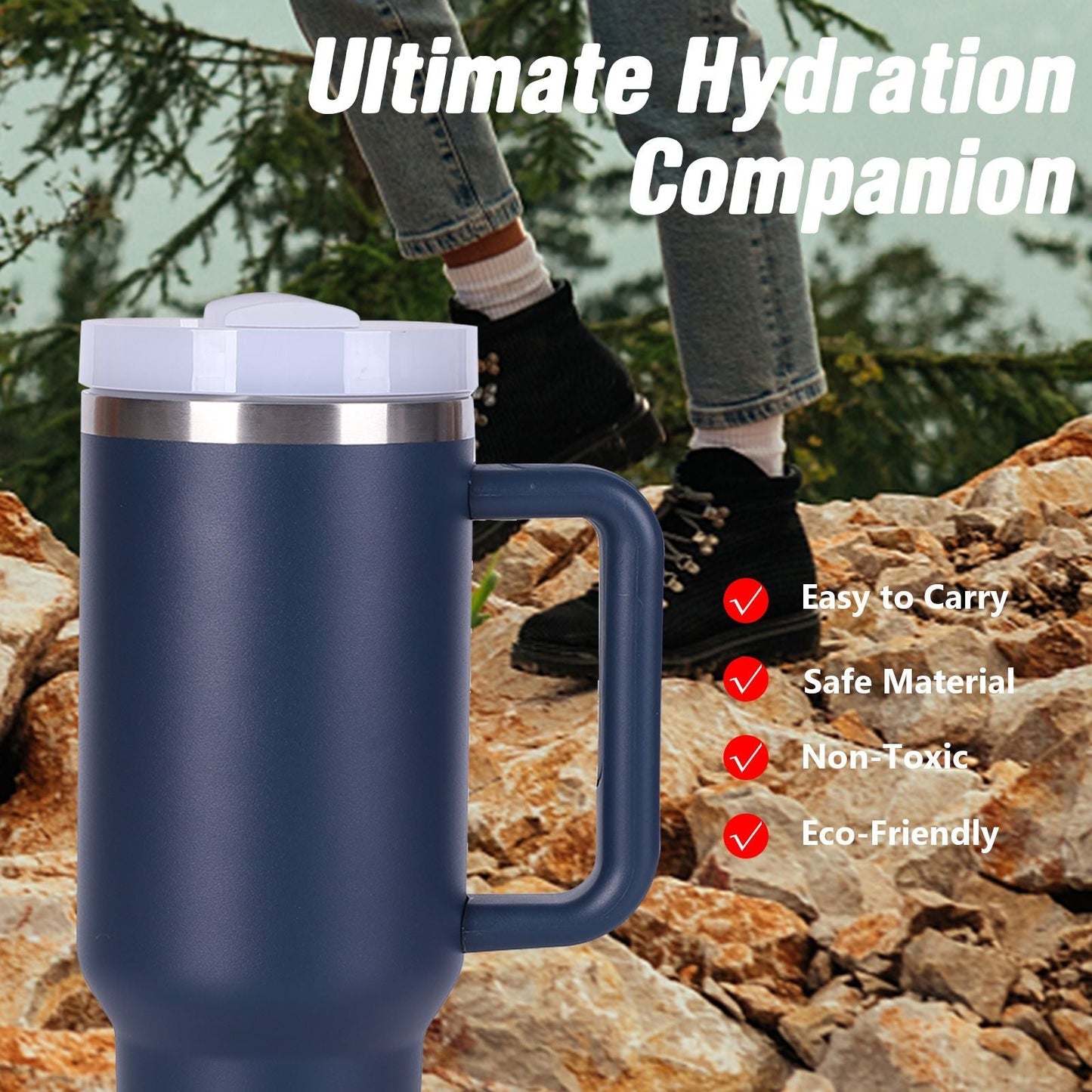 40oz V2 large capacity tumbler,  With Handle And Straw Lid, Insulated Reusable Stainless Steel Water Bottles Travel Mug Coffee Cup car cup water cup For Men Women Outdoor Camping Driving, gift