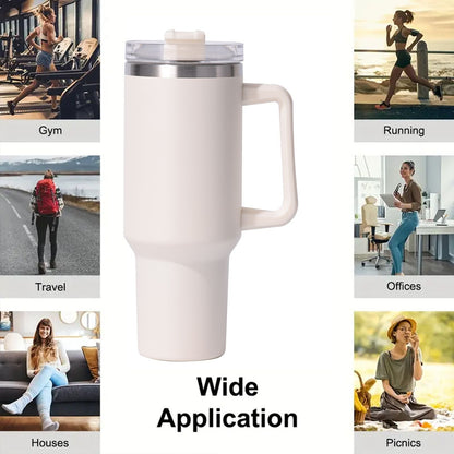 40oz large capacity tumbler, With Handle And Straw Lid, Insulated Reusable Stainless Steel Water Bottles Travel Mug Coffee Cup car cup water cup For Men Women Outdoor Camping Driving,  gift