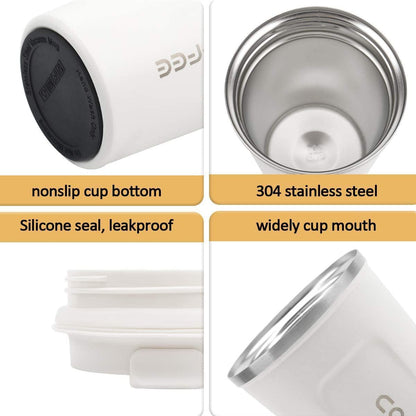 12 oz Stainless Steel Vacuum Insulated Tumbler - Coffee Travel Mug Spill Proof with Lid - T hermos Cup for Keep Hot/Ice Coffee; Tea and Beer