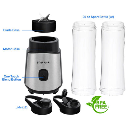 Personal Blender Smoothie Juice Shakes Mixer 2 Portable Bottle
