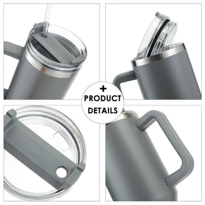 30OZ Straw Coffee Insulation Cup With Handle Portable Car Stainless Steel Water Bottle LargeCapacity Travel B PA F ree Thermal Mug