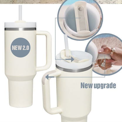 1200ml Stainless Steel Mug Coffee Cup Thermal Travel Car Auto Mugs T hermos 40 Oz Tumbler with Handle Straw Cup Drinkware New In
