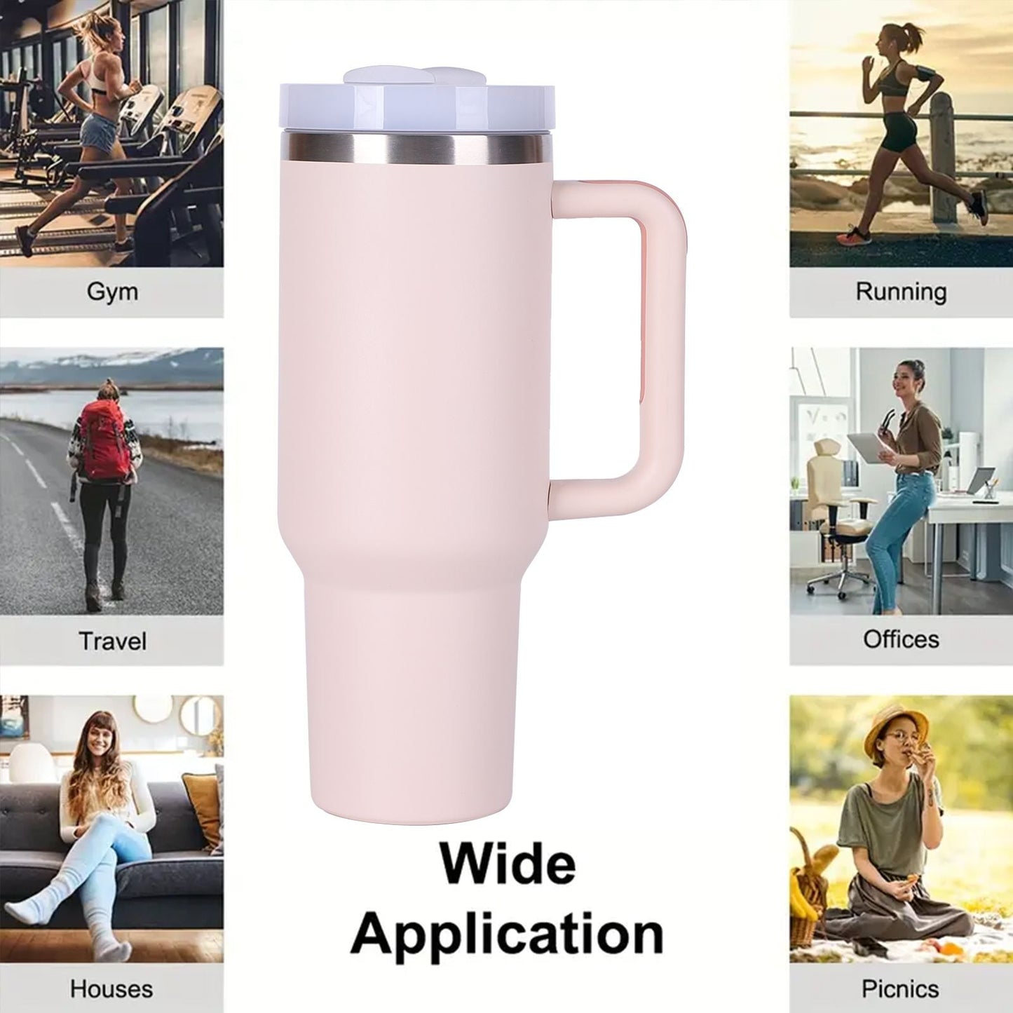40oz V2 large capacity tumbler,  With Handle And Straw Lid, Insulated Reusable Stainless Steel Water Bottles Travel Mug Coffee Cup car cup water cup For Men Women Outdoor Camping Driving, gift