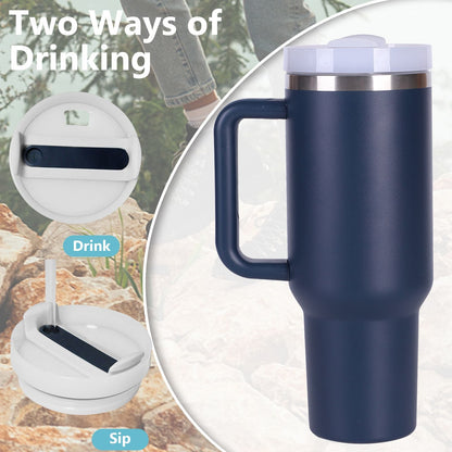 40oz V2 large capacity tumbler,  With Handle And Straw Lid, Insulated Reusable Stainless Steel Water Bottles Travel Mug Coffee Cup car cup water cup For Men Women Outdoor Camping Driving, gift