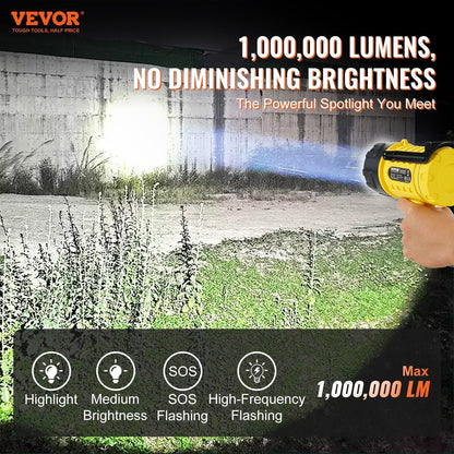 USB Super Bright Rechargeable Spotlight Flashlight 1000, 000LM Searchlight