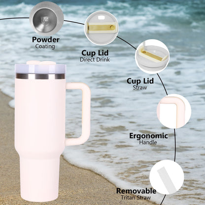 40oz V2 large capacity tumbler,  With Handle And Straw Lid, Insulated Reusable Stainless Steel Water Bottles Travel Mug Coffee Cup car cup water cup For Men Women Outdoor Camping Driving, gift