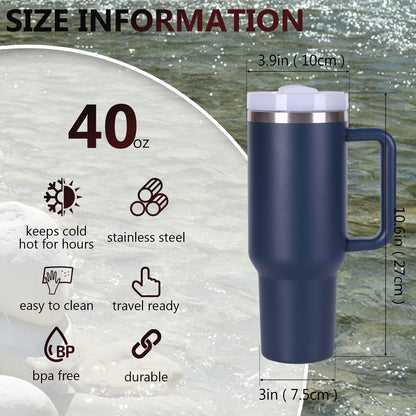 40oz V2 large capacity tumbler,  With Handle And Straw Lid, Insulated Reusable Stainless Steel Water Bottles Travel Mug Coffee Cup car cup water cup For Men Women Outdoor Camping Driving, gift