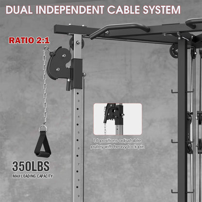 Rovix Dual Pulley Cable Crossover Machine With Pull Up And LAT Bar (SAK98124)