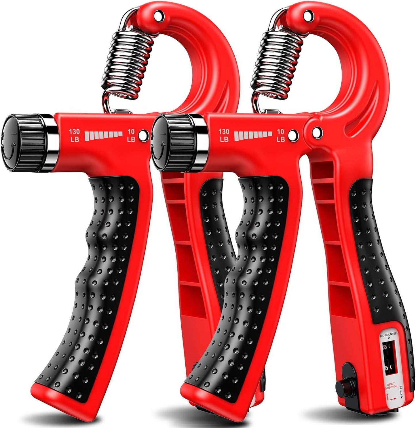 KDG Hand Grip Strengthener 2 Pack Adjustable Resistance 10-130 Lbs Forearm Exerciser，Grip Strength Trainer for Muscle Building and Injury Recovery for Athletes
