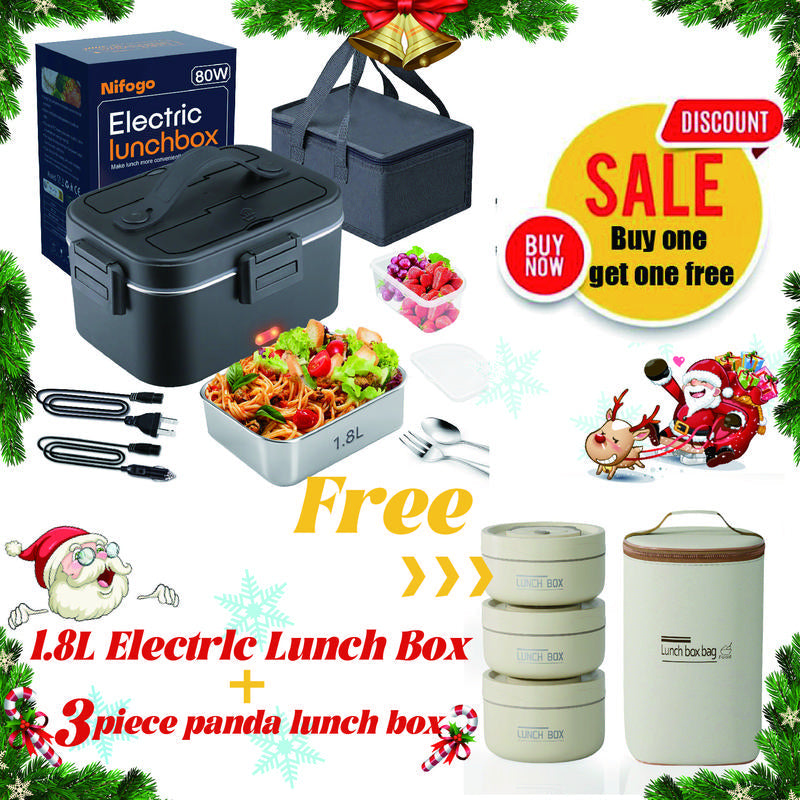 Electric Lunch Box Food Heater 80W，12V/24V/110V Self Heating Lunchboxfor Work/Car/Truck with Insulated Bag，1.5/1.8L,Dealsforyoudays