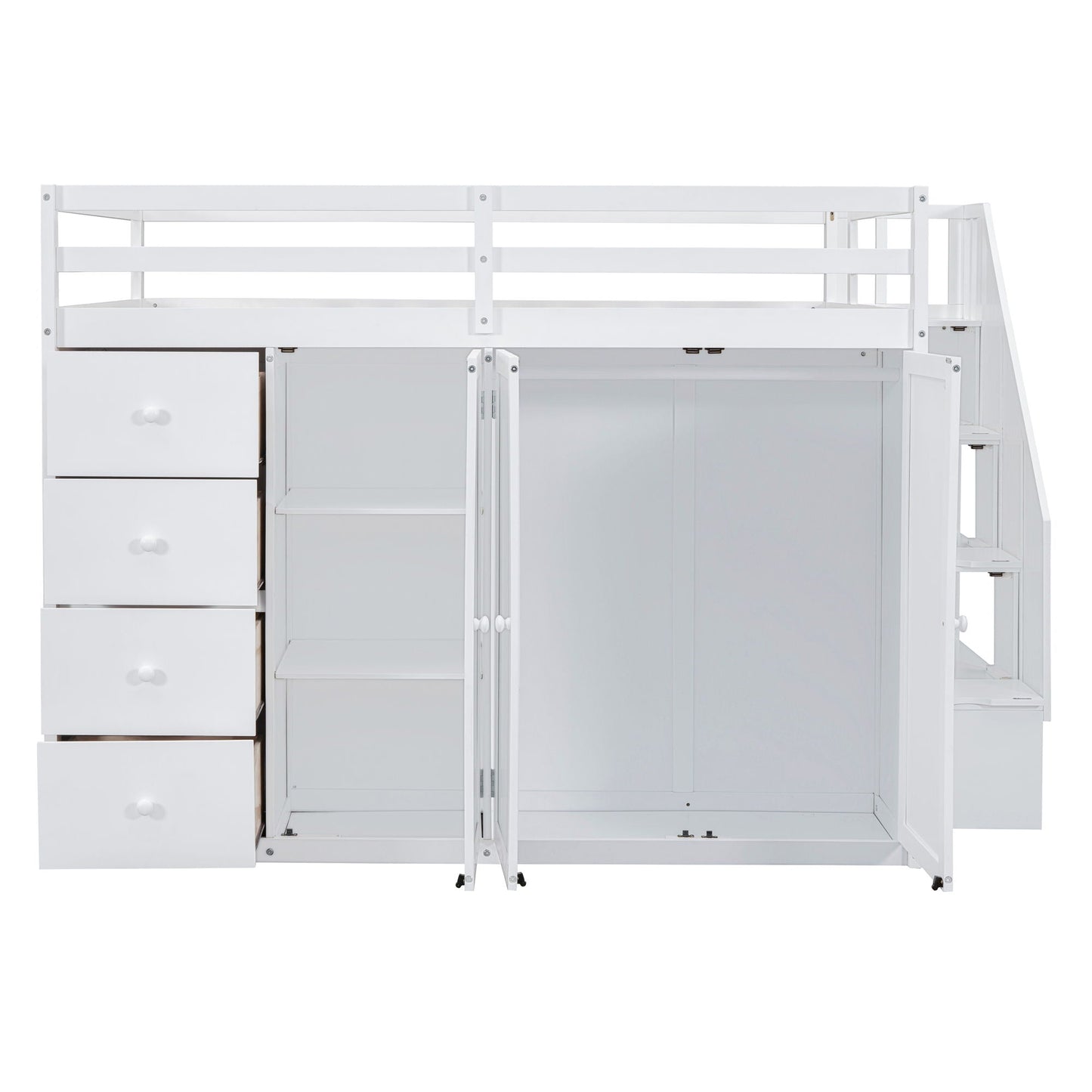 Loft Bed With Built In Wardrobes, Cabinets And Drawers