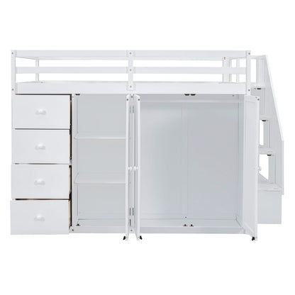 Loft Bed With Built In Wardrobes, Cabinets And Drawers