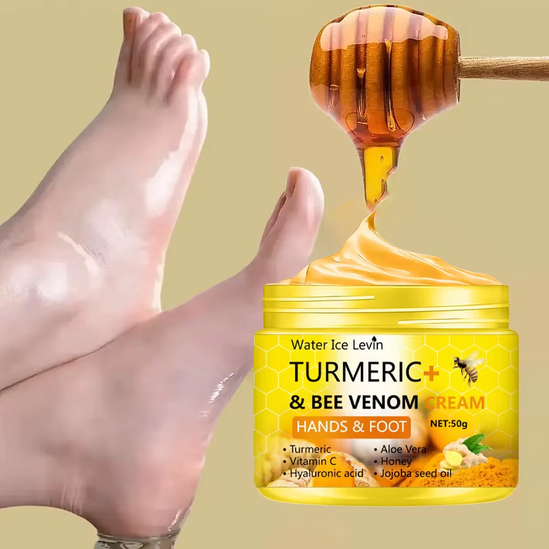 Revitalizing Turmeric & Bee Venom Foot and Hand Cream - 50g for Cracked Skin Repair and Moisture Restoration