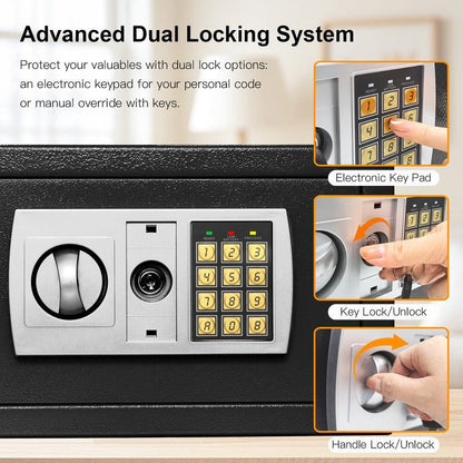 Valentine'S Day Gift: Mini Safe Box with Key & Password Lock, Double Protection Security Safe for Home Office Hotel, Perfect Gift for Him/Her to Store Cash Jewelry Watch