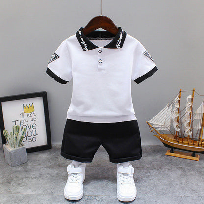 Summer Letter Lapel Short Sleeve Two-piece Suit
