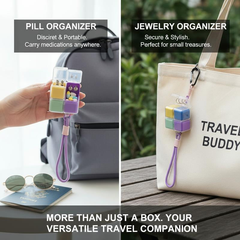Weekly Pill Organizer 7 Day Travel Pill Case with Magnetic Closure Easy Open Portable Pill Box with 8 Compartments for Vitamins Medication Multicolor