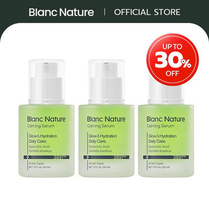 [Blanc Nature Official Shop] Calming Serum for Face, Soothing & Hydrating Facial Serum for Sensitive Skin, Lightweight Daily Care with Hyaluronic Acid, Centella Asiatica & Panthenol, Korean Skincare for Glass Skin, 1.01 Fl Oz
