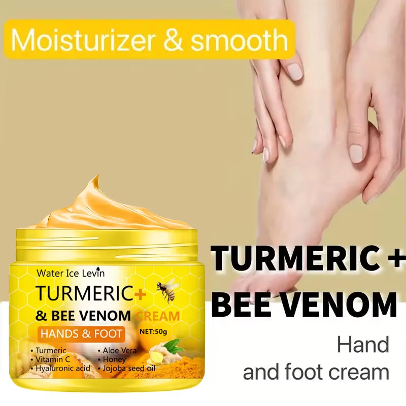 Revitalizing Turmeric & Bee Venom Foot and Hand Cream - 50g for Cracked Skin Repair and Moisture Restoration