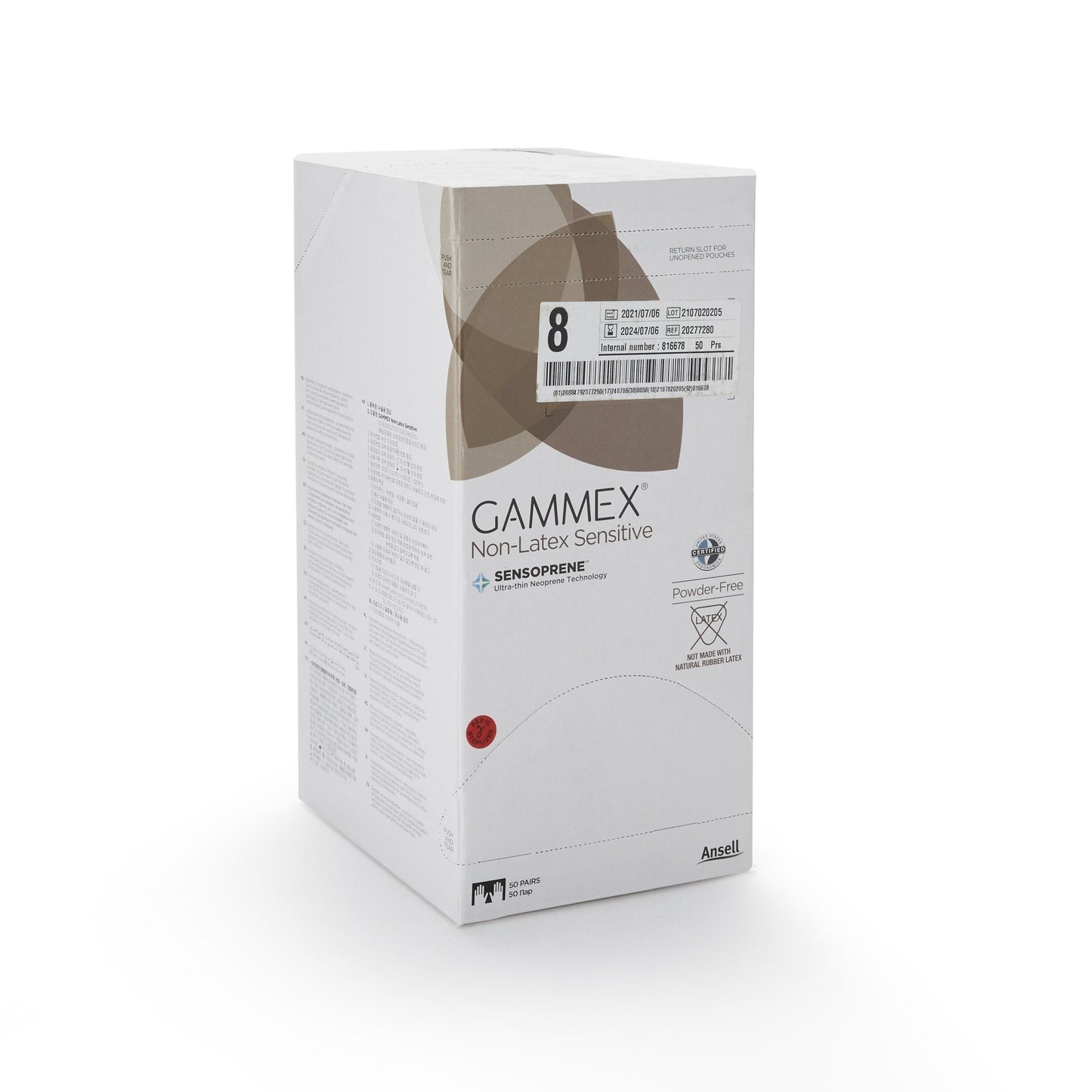 Gammex® Non-Latex Sensitive Polychloroprene Surgical Glove, Size 8, Cream 20277280